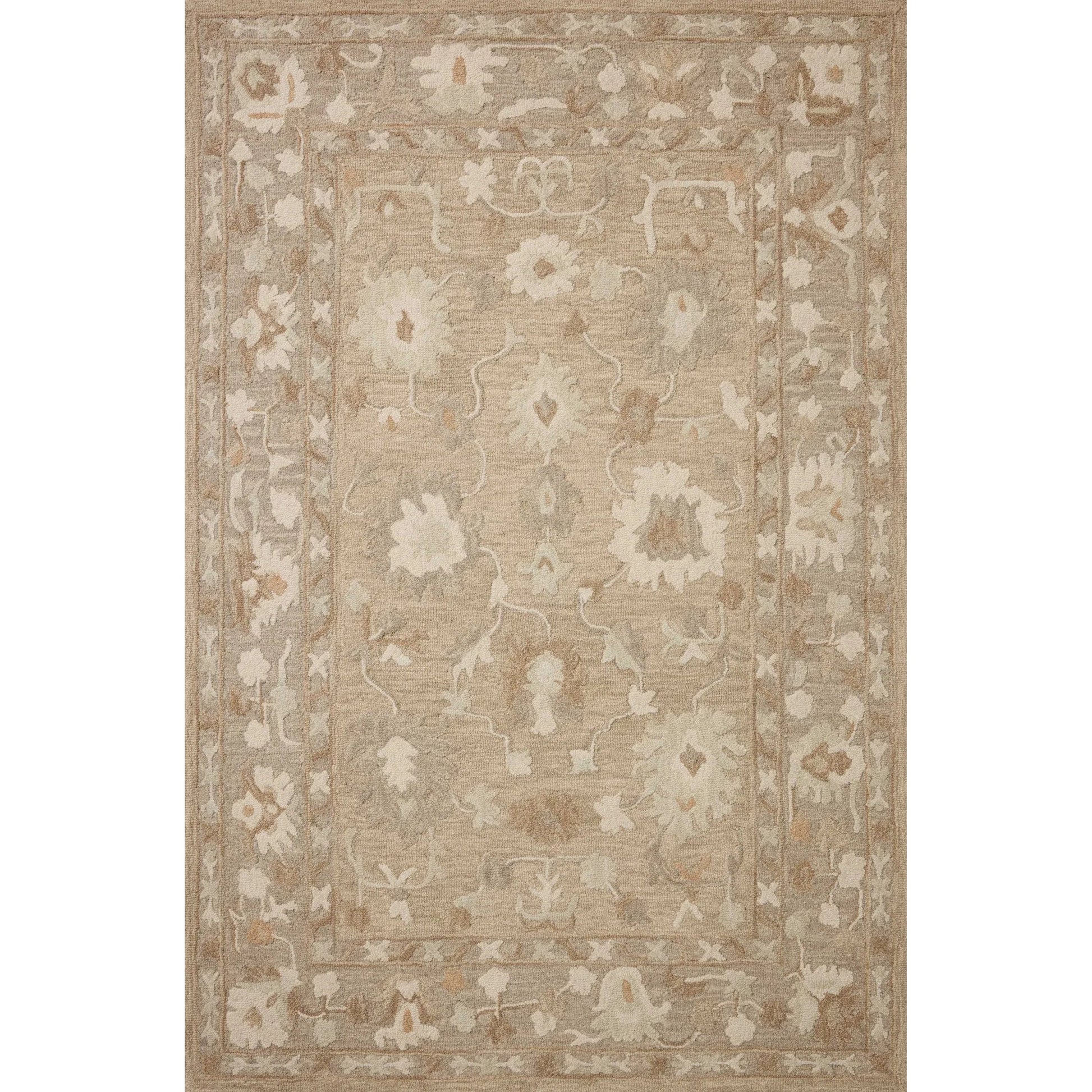 Dorothea DRT-02 Rug by Chris Loves Julia x Loloi in khaki, dove. Made from 100% wool in a unique style.