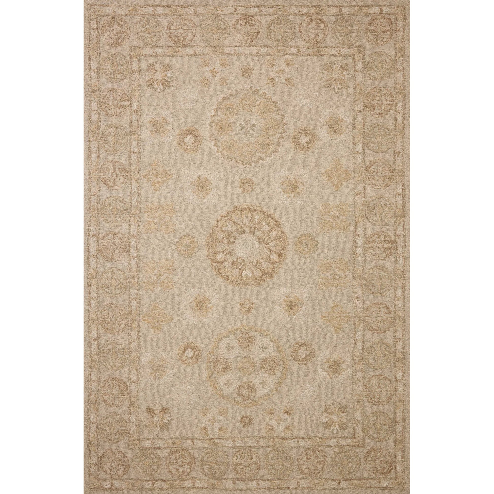 Dorothea DRT-03 Rug by Chris Loves Julia x Loloi in dove, natural. Made from 100% wool in a unique style.