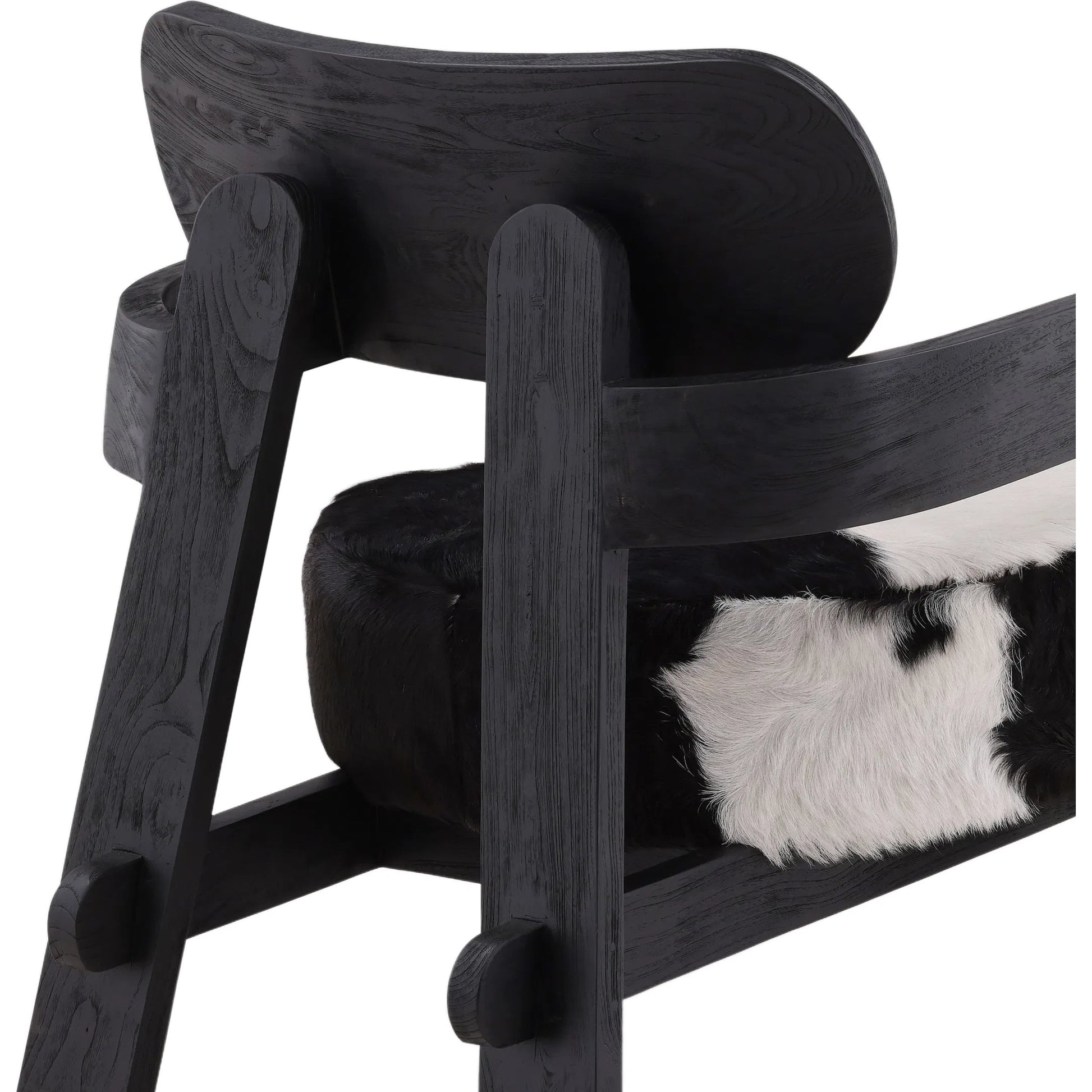 Raphael Occasional Chair by Arch & Plane in black, white. Made from goat hide, teak wood in a cottage & farmhouse style.