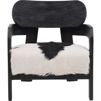 Raphael Occasional Chair by Arch & Plane in black, white. Made from goat hide, teak wood in a cottage & farmhouse style.