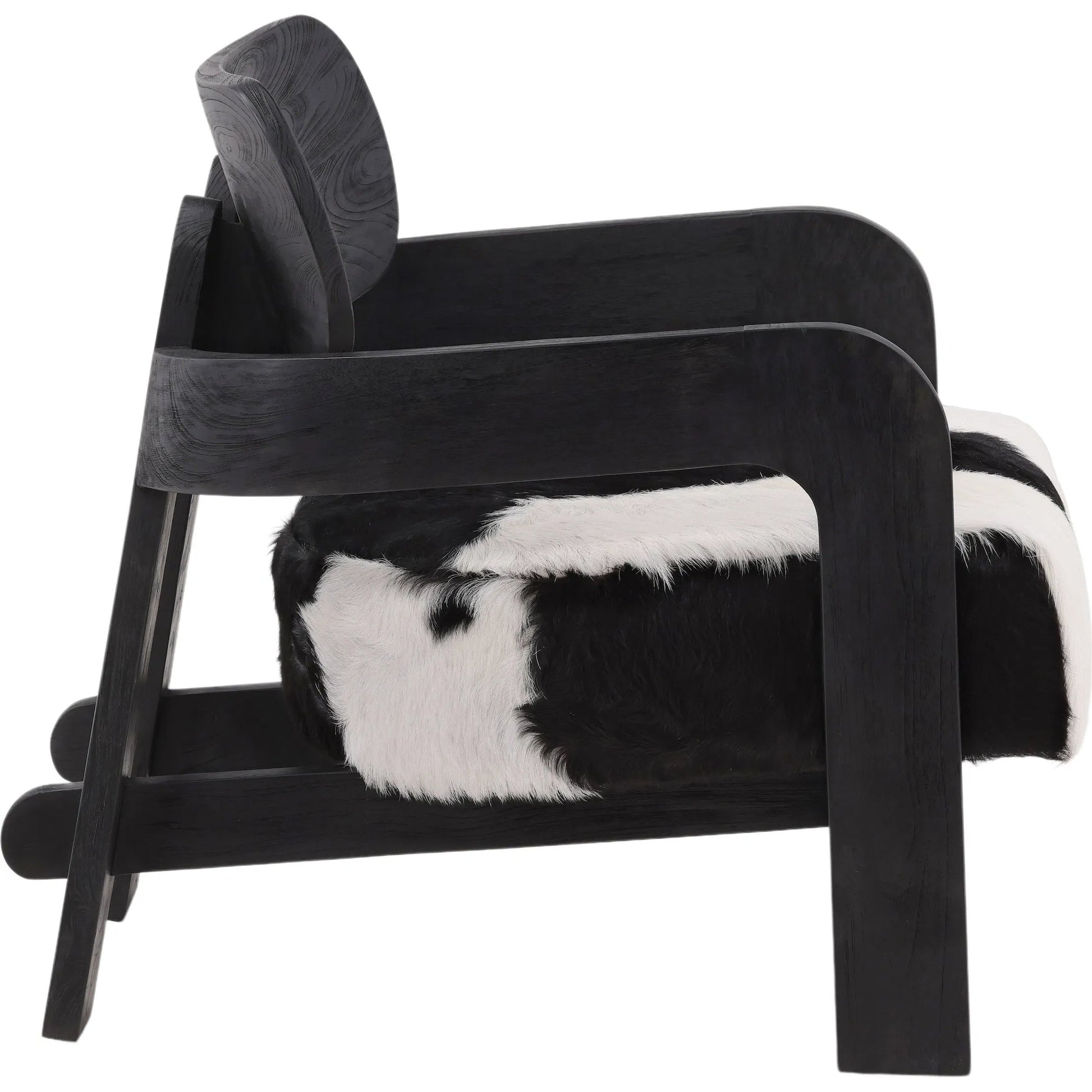 Raphael Occasional Chair by Arch & Plane in black, white. Made from goat hide, teak wood in a cottage & farmhouse style.