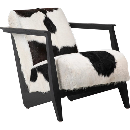 Naela Occasional Chair by Arch & Plane. Made from teak wood frame, white goat hide in a unique style.