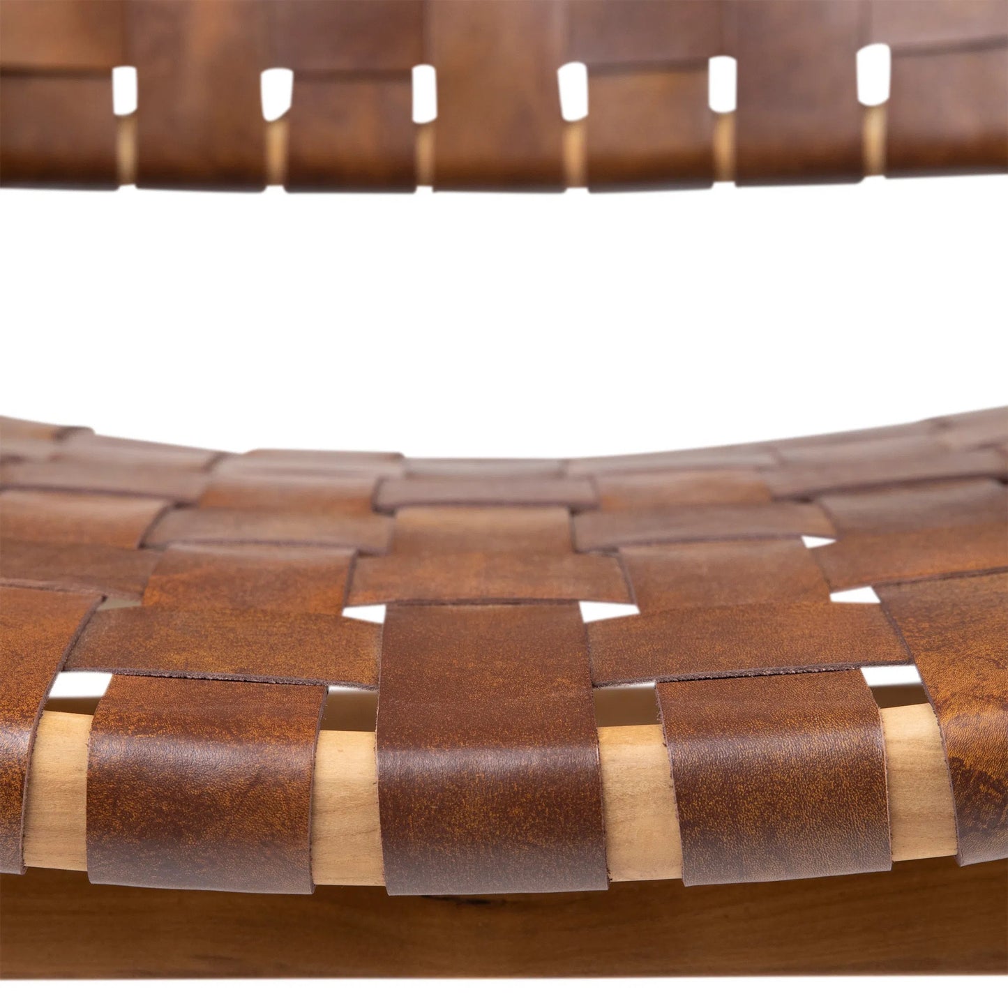 006 SI-2350464 | Closeup | Gaven Dining Chair by Arch & Plane in natural finish with brown leather. Made from teak wood, full grain leather in a traditional style.