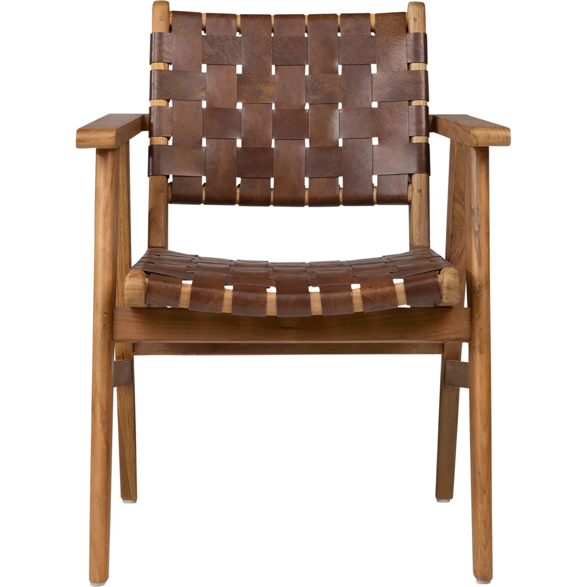 Gaven Dining Chair by Arch & Plane in natural finish with brown leather. Made from teak wood, full grain leather in a traditional style.