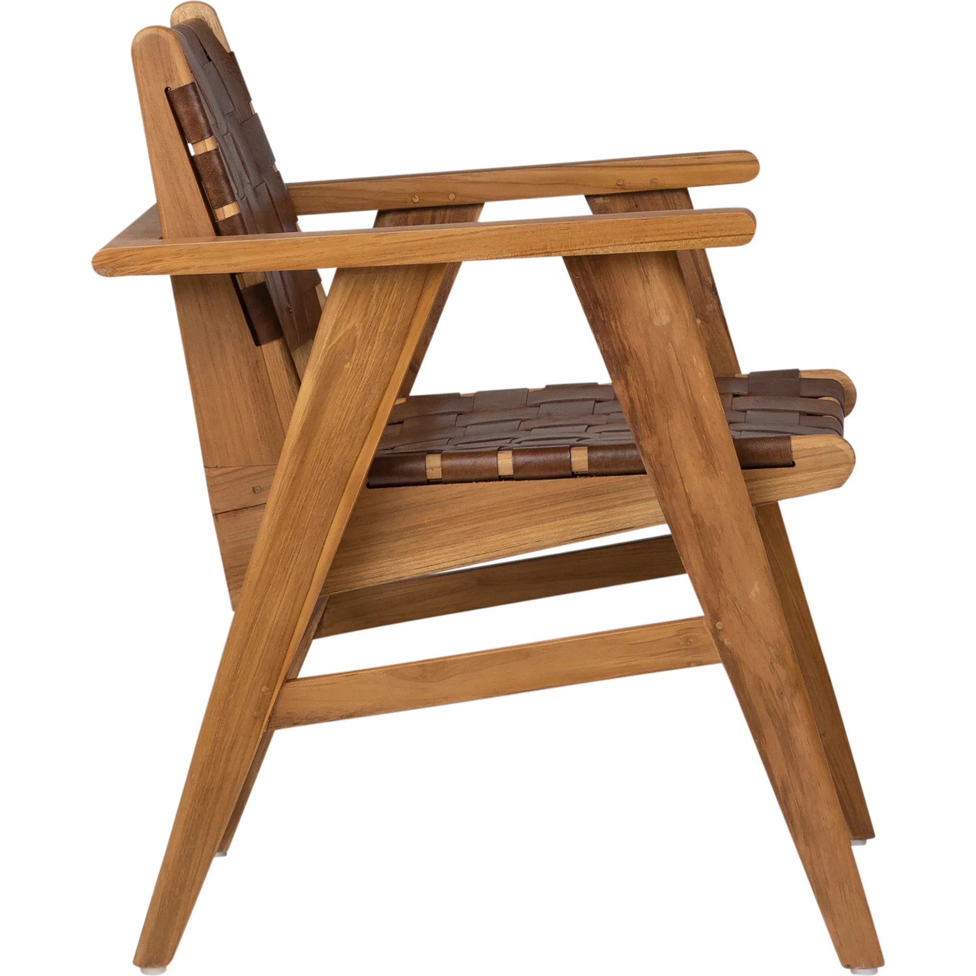 Gaven Dining Chair by Arch & Plane in natural finish with brown leather. Made from teak wood, full grain leather in a traditional style.