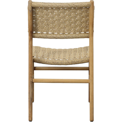 Mable Dining Chair by Arch & Plane in natural. Made from teak wood, synthetic rattan in a rustic style.