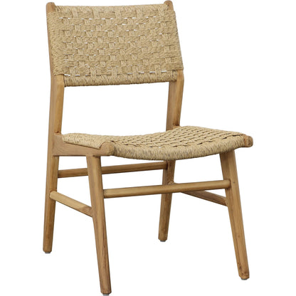 Mable Dining Chair by Arch & Plane in natural. Made from teak wood, synthetic rattan in a rustic style.