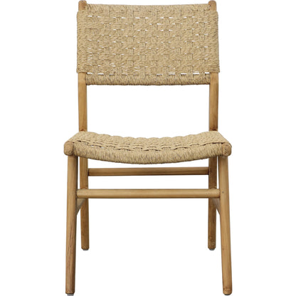 Mable Dining Chair by Arch & Plane in natural. Made from teak wood, synthetic rattan in a rustic style.