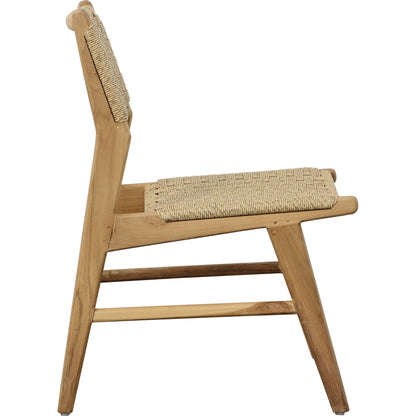 Mable Dining Chair by Arch & Plane in natural. Made from teak wood, synthetic rattan in a rustic style.