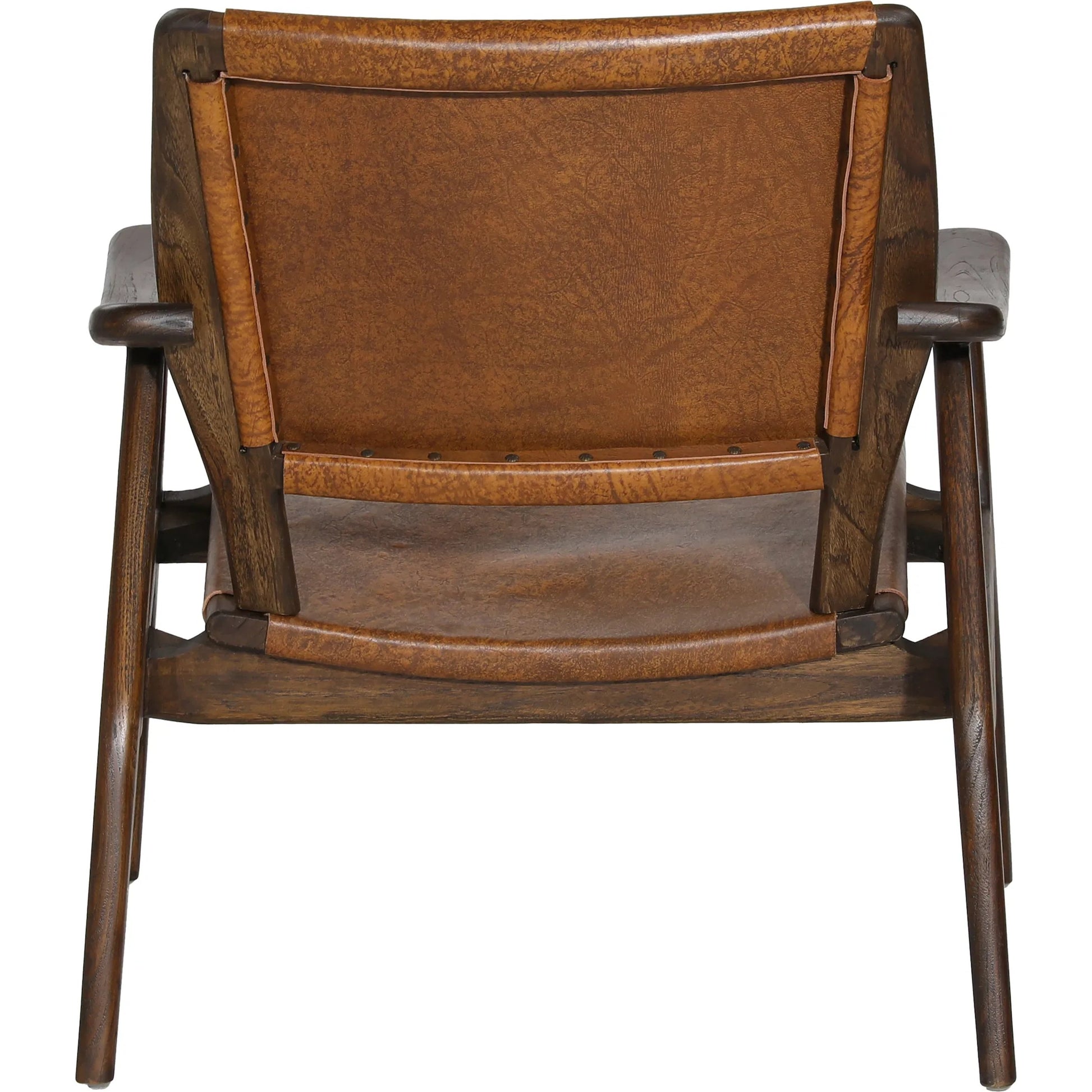 Dania Occasional Chair by Arch & Plane in medium brown, antique brown leather. Made from genuine leather, teak wood in a traditional style.