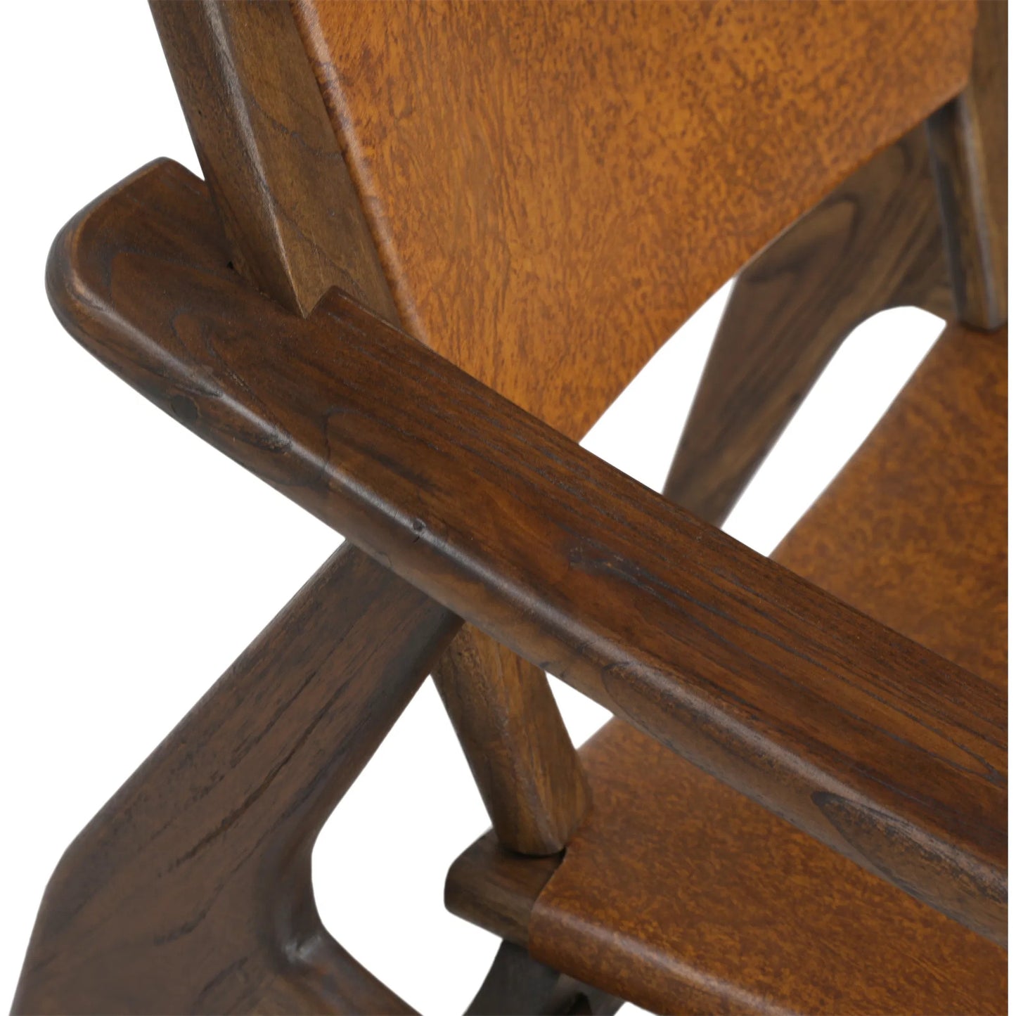 005 SI-2350471 | Closeup | Dania Occasional Chair by Arch & Plane in medium brown, antique brown leather. Made from genuine leather, teak wood in a traditional style.