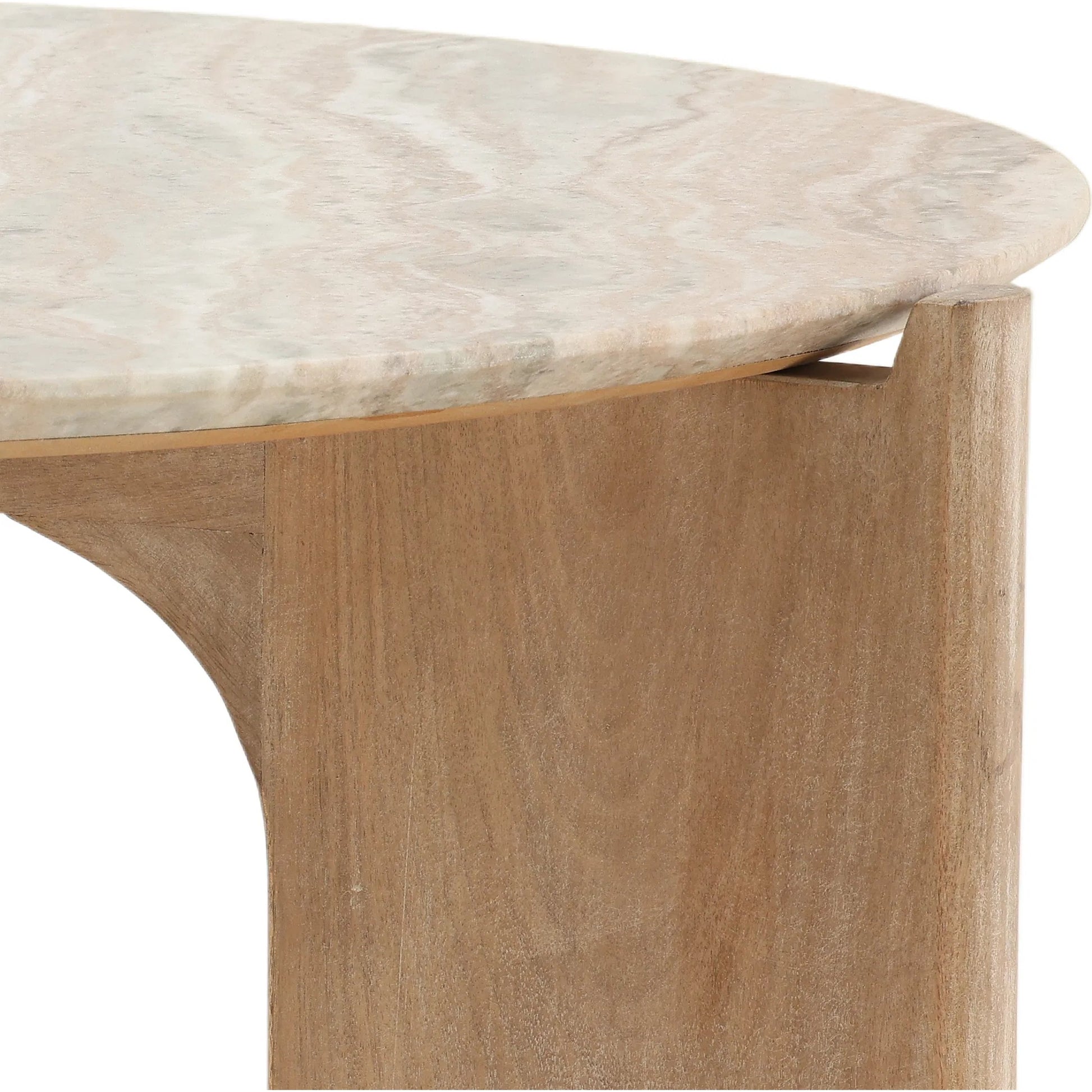 Wilhelmina Coffee Table by Arch & Plane in cream, natural. Made from roma stone, wood in a transitional style.