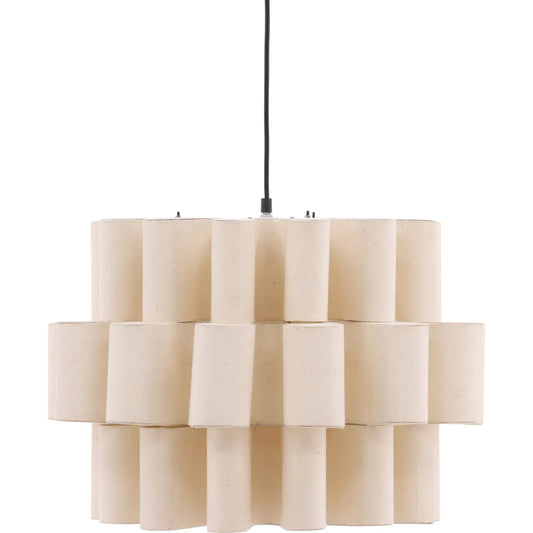 Fleur Pendant by Arch & Plane in natural. Made from handmade artisan paper, printed leaf fabric in a unique style.