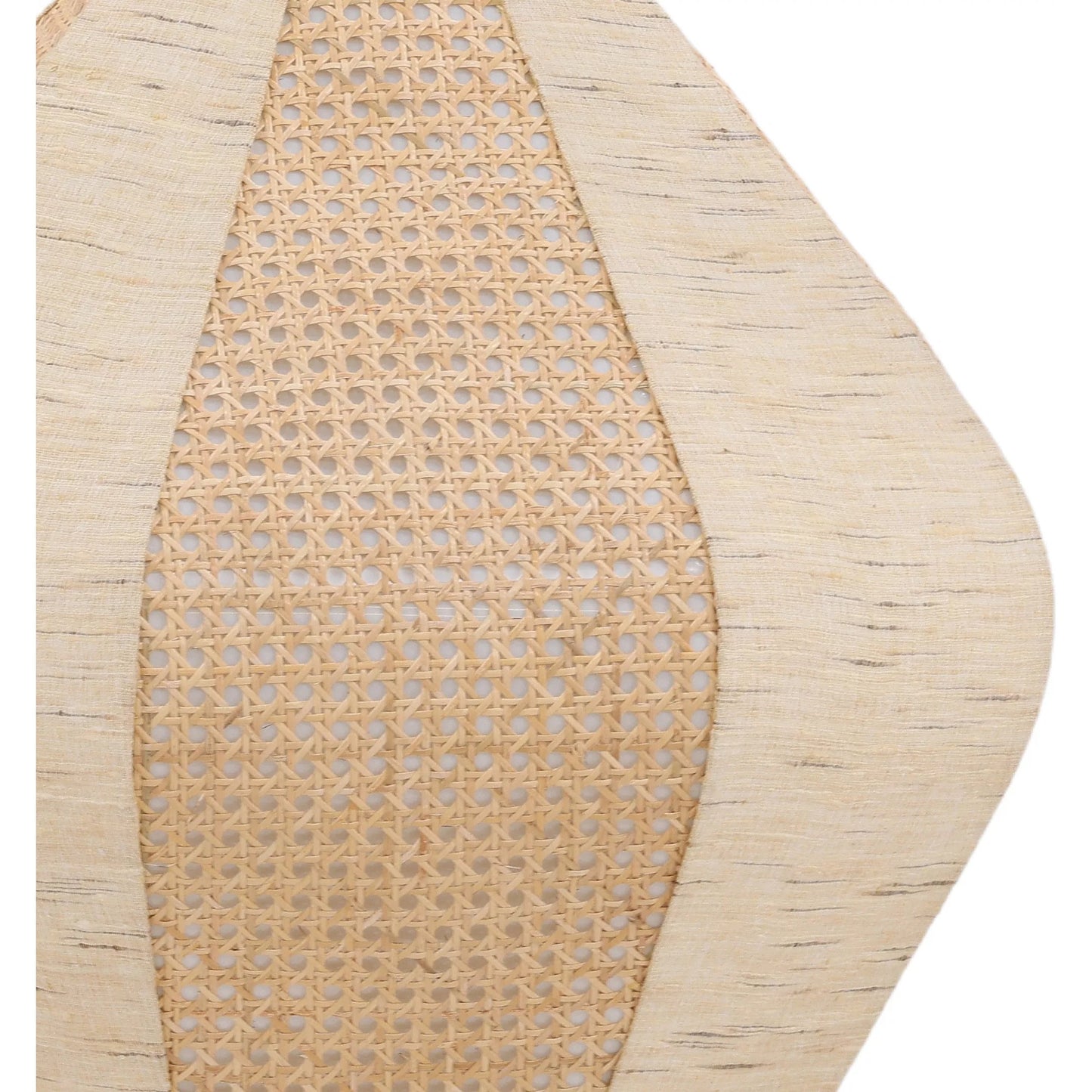 002 SI-2350479 | Closeup | Elmore Pendant by Arch & Plane in natural. Made from cotton fabric, rattan cane in a transitional style.