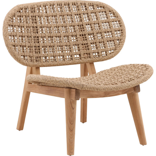 Hermosillo Outdoor Occasional Chair by Arch & Plane in natural. Made from twisted synthetic wicker, teak wood in a unique style.