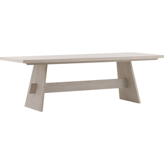 Phelan Dining Table by Arch & Plane in whitewash. Made from reclaimed pine wood in a unique style.