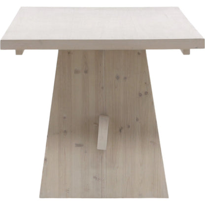 Olin Dining Table by Arch & Plane in whitewash. Made from reclaimed pine wood in a transitional style.