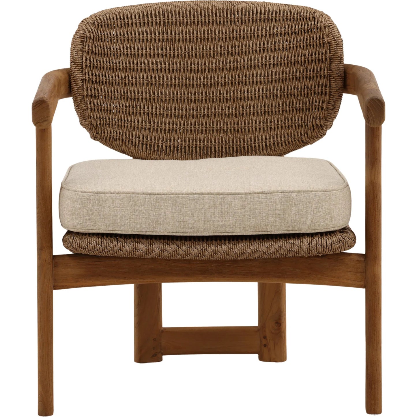 002 SI-2532757 | Additional Silo | Isiah Outdoor Occasional Chair by Arch & Plane in light brown. Made from olefin, twisted synthetic wicker, aluminum, teak wood in a unique style.