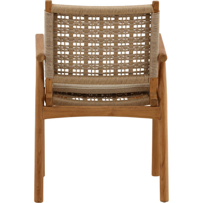 Garold Outdoor Dining Chair (Set of 2) by Arch & Plane in sand, light natural, natural. Made from olefin fabric, twisted synthetic wicker, teak wood in a unique style.