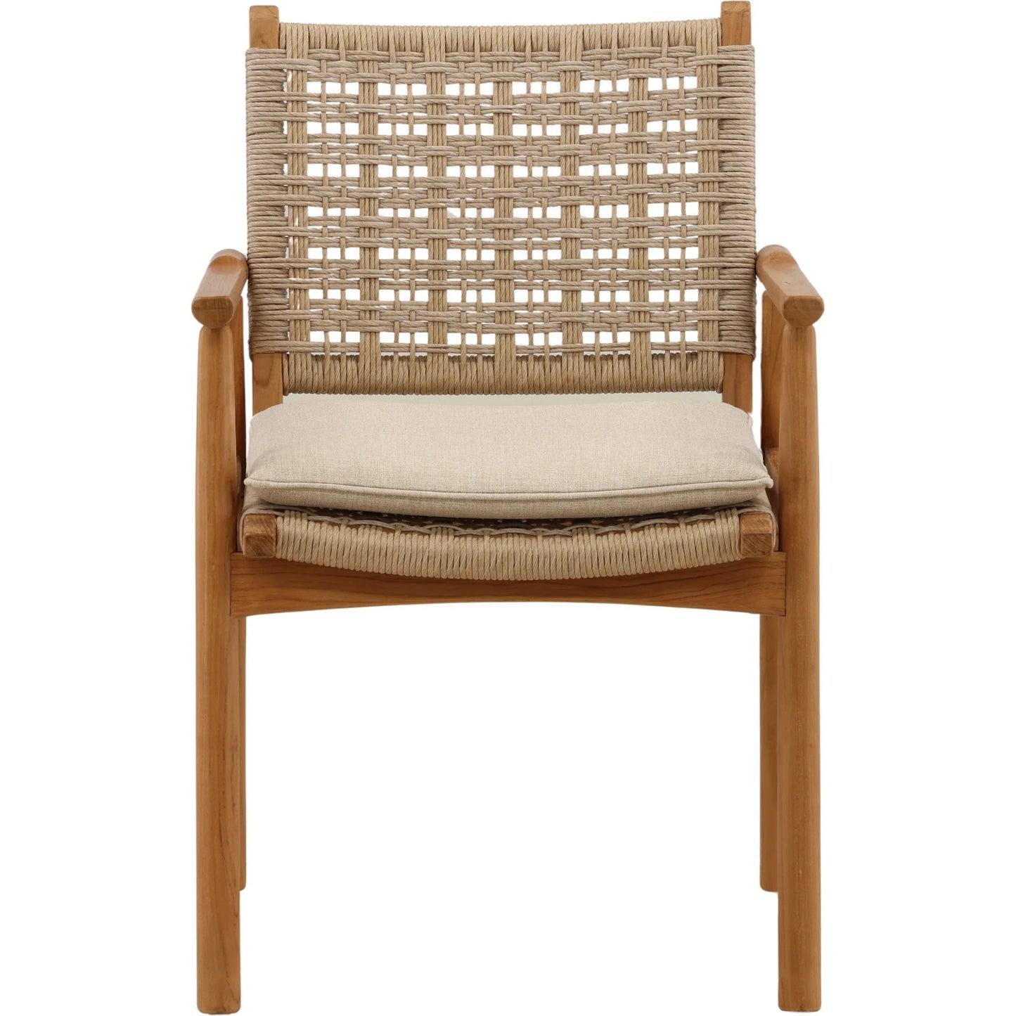 002 SI-2532759 | Additional Silo | Garold Outdoor Dining Chair (Set of 2) by Arch & Plane in sand, light natural, natural. Made from olefin fabric, twisted synthetic wicker, teak wood in a unique style.