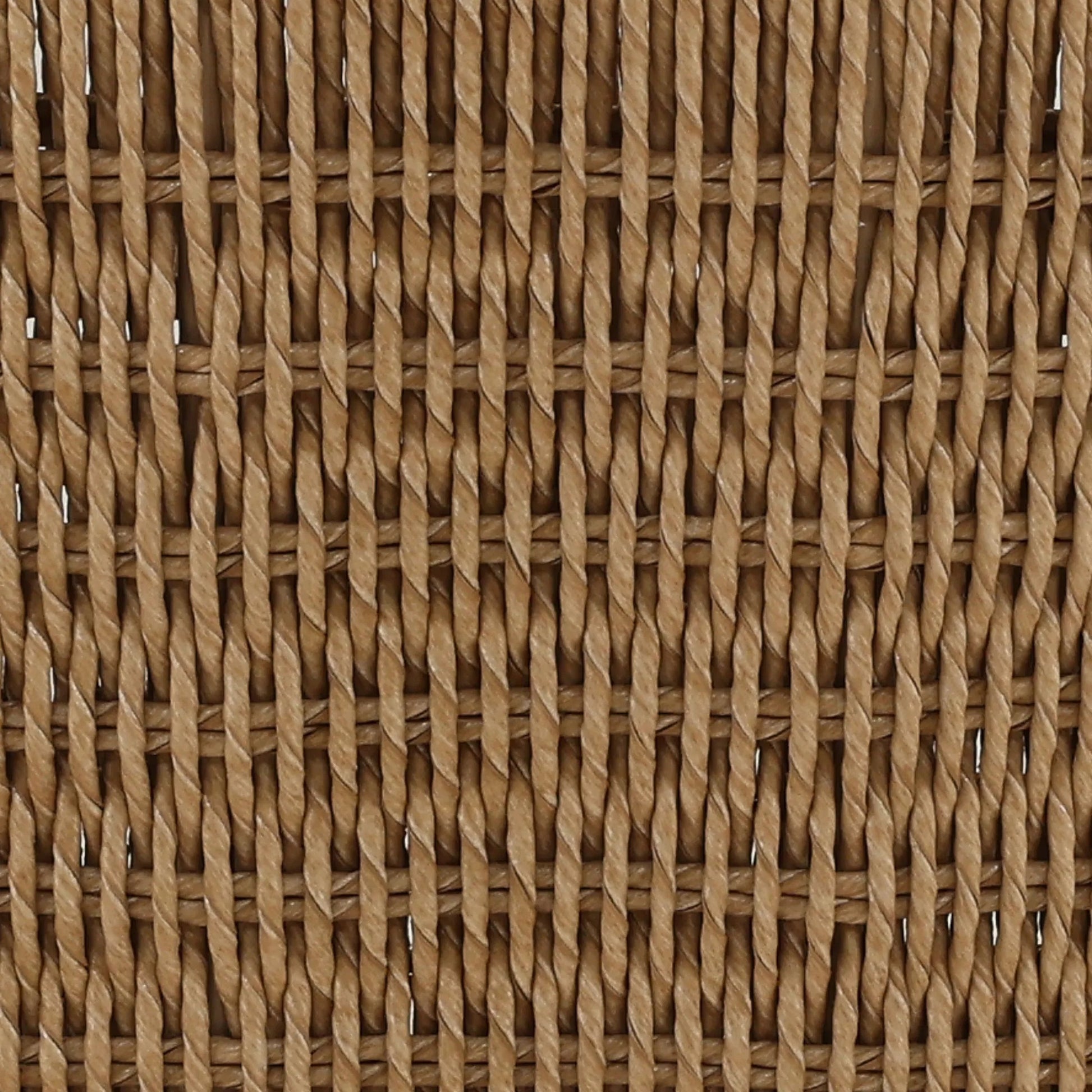 Kalvin Outdoor Dining Chair by Arch & Plane in natural. Made from twisted synthetic wicker, aluminum, teak wood in a unique style.
