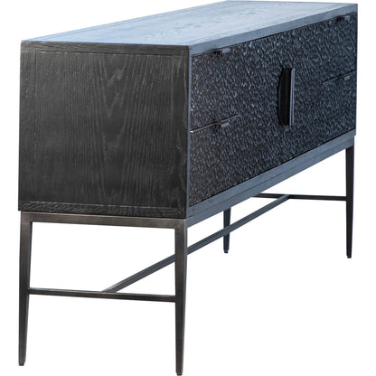 Onyx Modern Textured Sideboard by Arch & Plane in black. Made from oak, pine wood, iron in a modern style.