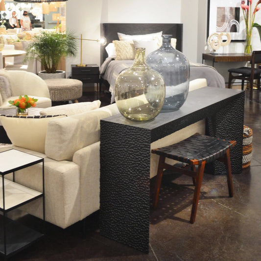 Onyx Modern Textured Console Table by Arch & Plane in black. Made from pine in a modern style.