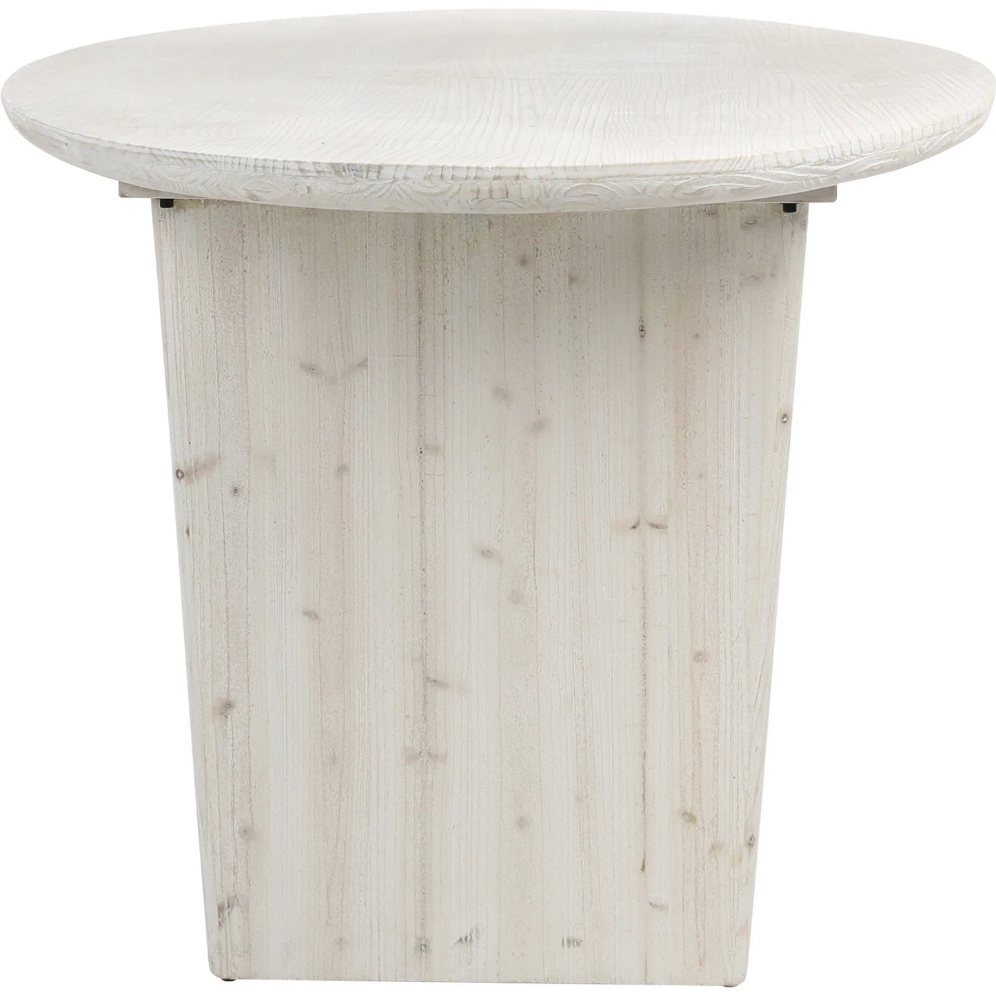 005 SI-1924310 | Closeup | Abraham White-Washed Reclaimed Wood Oval Dining Table by Arch & Plane in white and white wash seal. Made from reclaimed pine in a modern style.