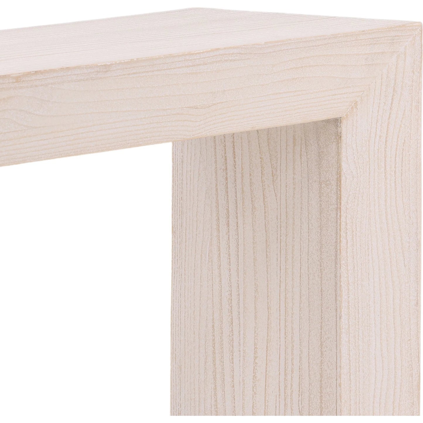 004 SI-2350501 | Closeup | Lexi Console Table by Arch & Plane in whitewash. Made from reclaimed pine wood in a transitional style.