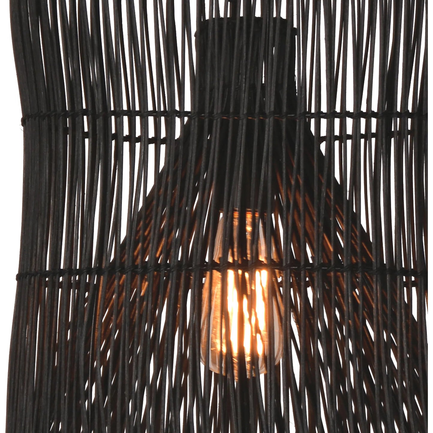 002 SI-1924312 | Closeup | Barry Rattan Pendant in Black by Arch & Plane in black. Made from unique in a cottage & farmhouse style.