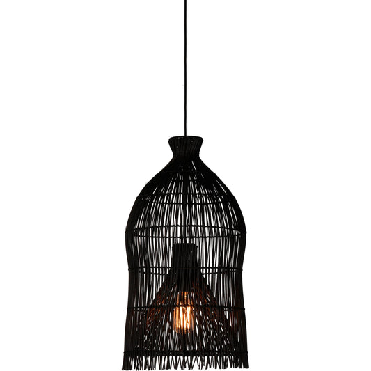 Barry Rattan Pendant in Black by Arch & Plane in black. Made from unique in a cottage & farmhouse style.