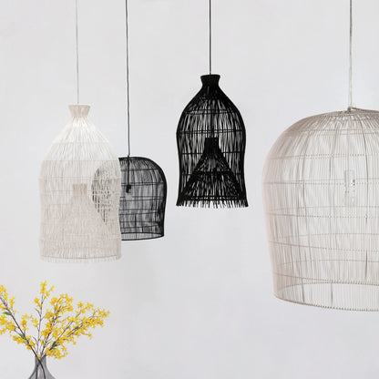 Barry Rattan Pendant in Black by Arch & Plane in black. Made from unique in a cottage & farmhouse style.