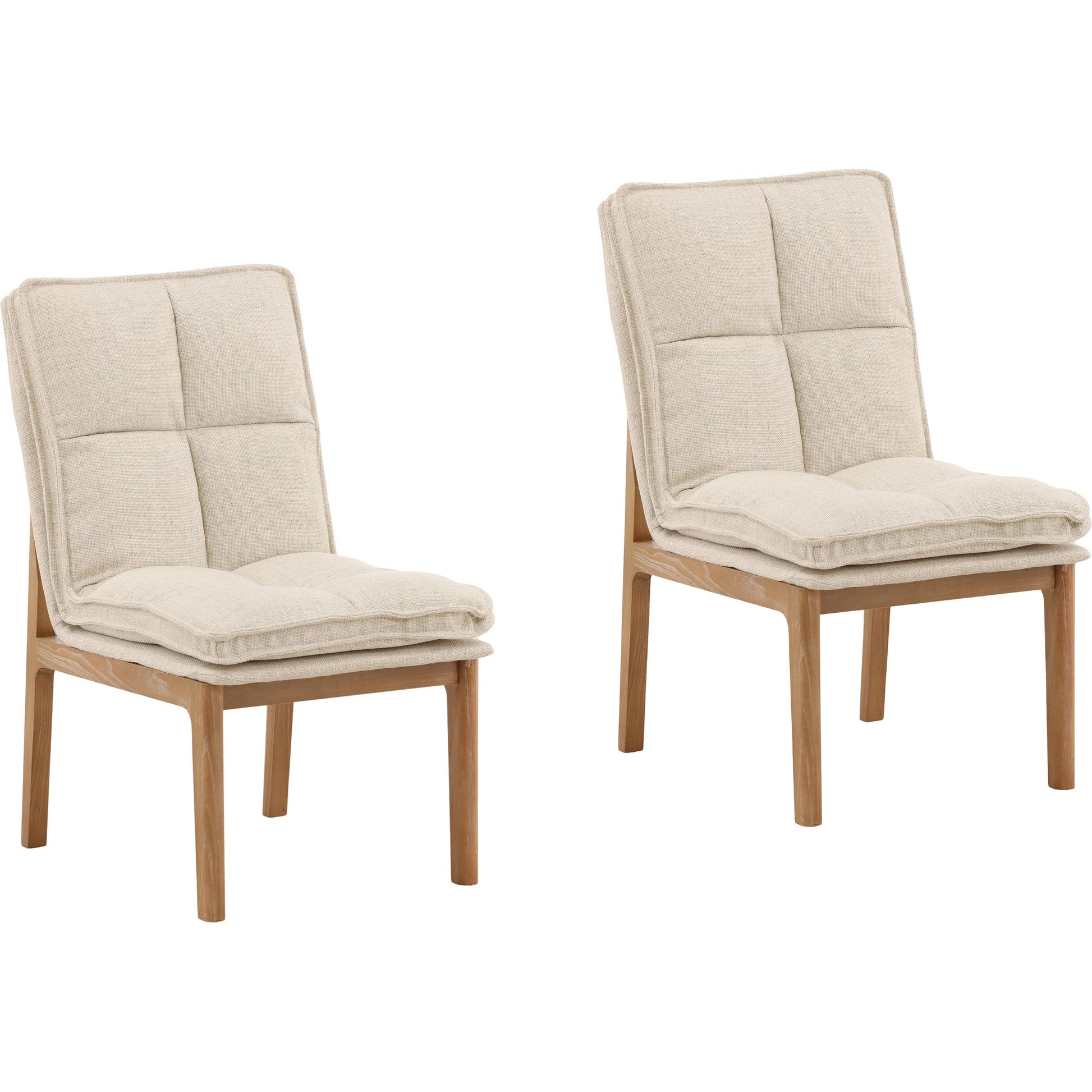 Ottie Dining Chair (Set of 2) by Arch & Plane in beige, light natural. Made from linen fabric, elm wood in a unique style.