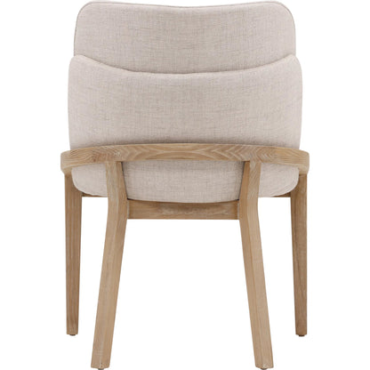 Jacquelyn Dining Chair by Arch & Plane in beige, light natural. Made from polyester upholstery, elm wood in a transitional style.
