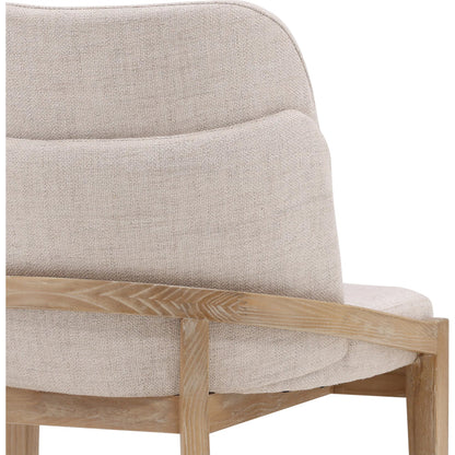 Jacquelyn Dining Chair by Arch & Plane in beige, light natural. Made from polyester upholstery, elm wood in a transitional style.