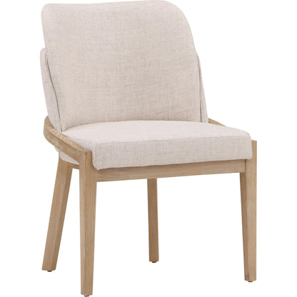Jacquelyn Dining Chair by Arch & Plane in beige, light natural. Made from polyester upholstery, elm wood in a transitional style.