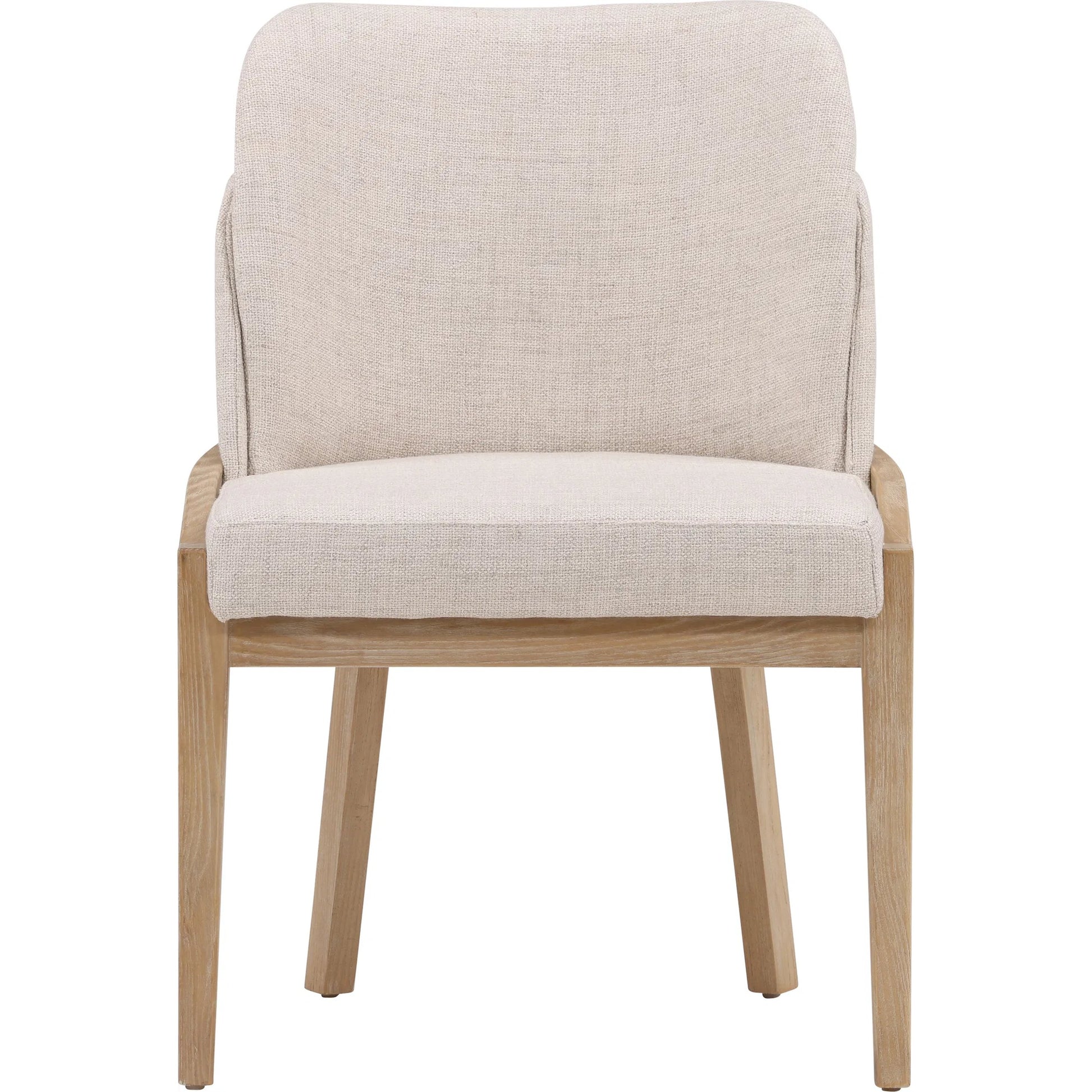 Jacquelyn Dining Chair by Arch & Plane in beige, light natural. Made from polyester upholstery, elm wood in a transitional style.