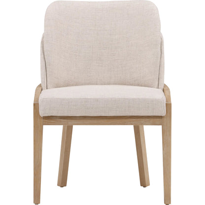 Jacquelyn Dining Chair by Arch & Plane in beige, light natural. Made from polyester upholstery, elm wood in a transitional style.