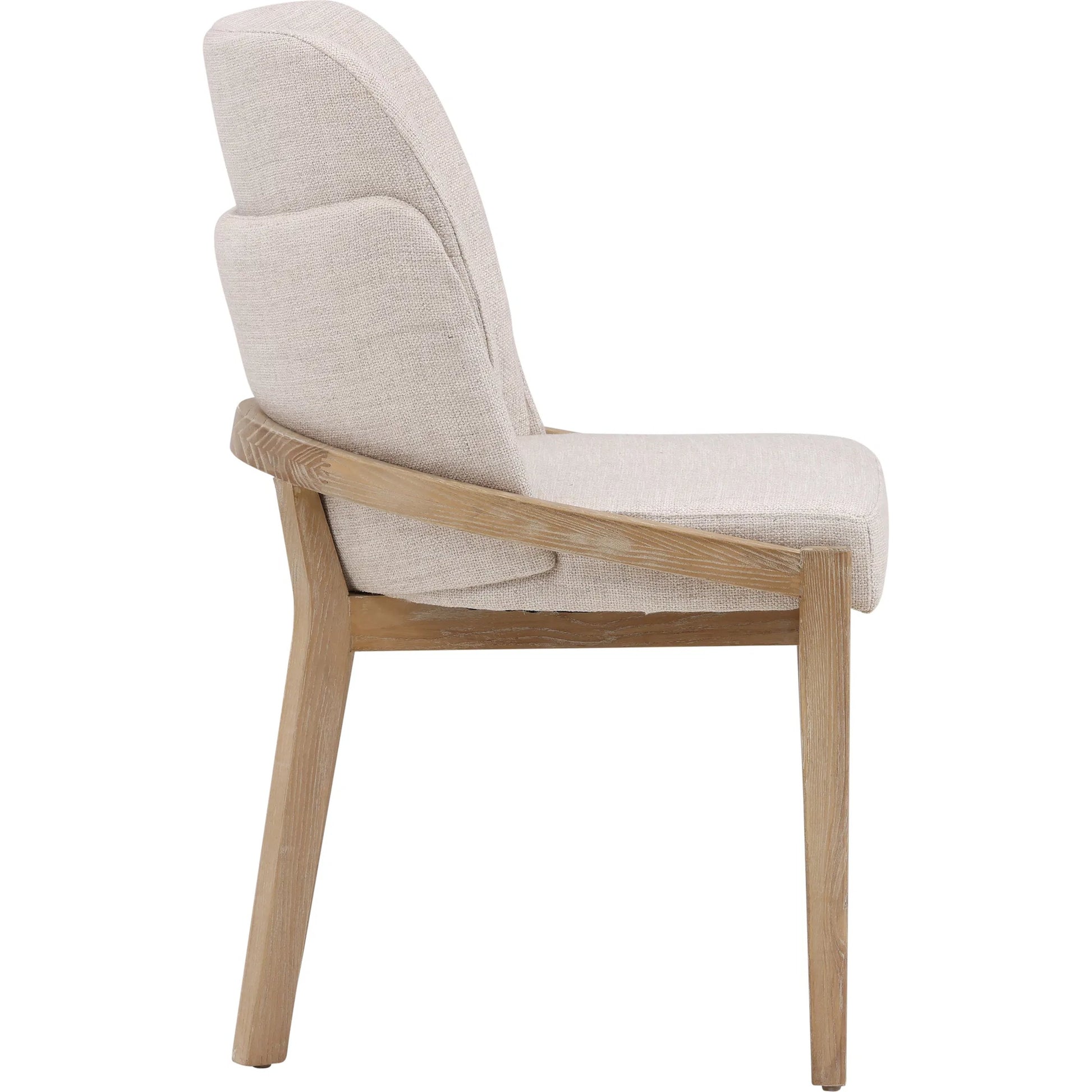 Jacquelyn Dining Chair by Arch & Plane in beige, light natural. Made from polyester upholstery, elm wood in a transitional style.