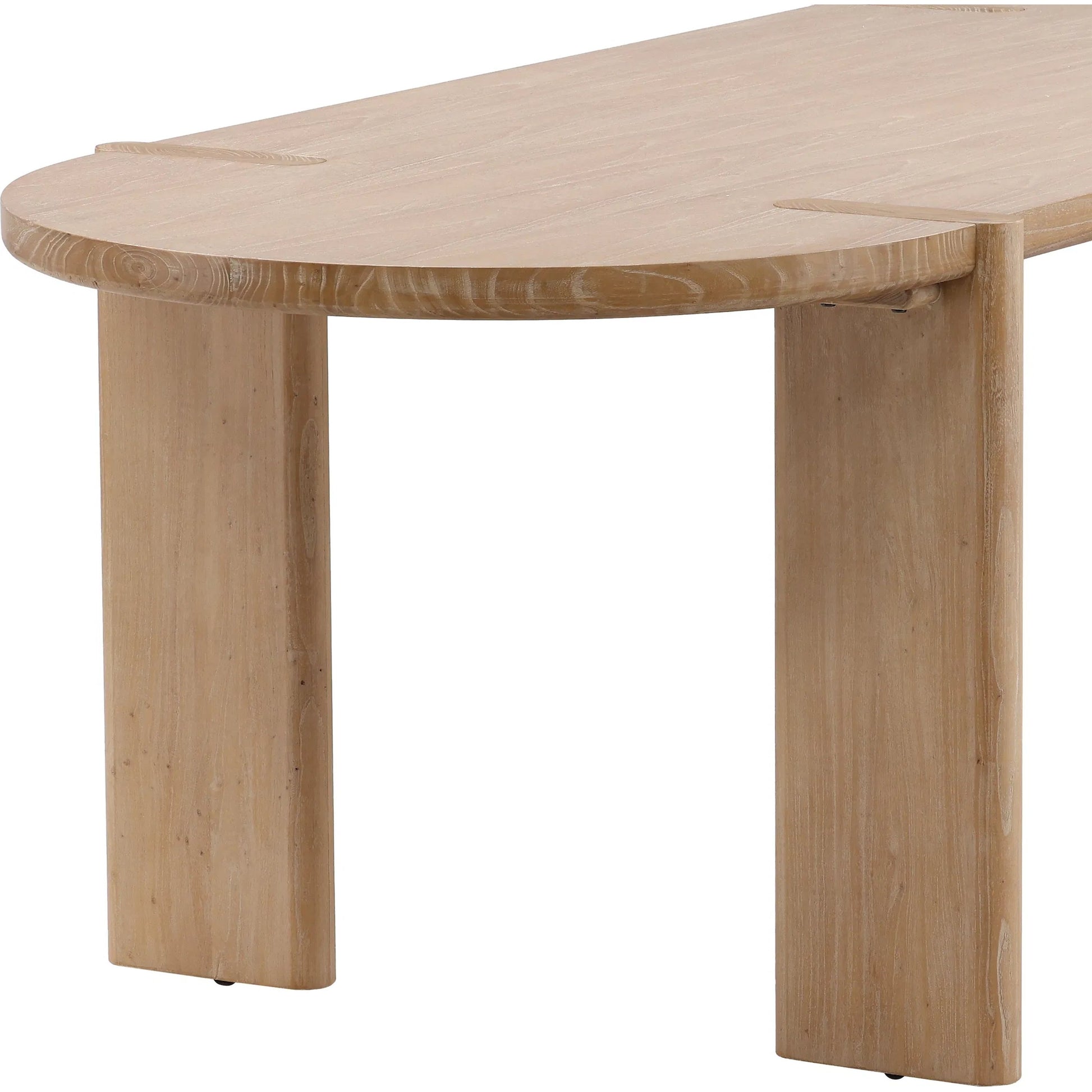 Wilfrid Dining Table by Arch & Plane in light natural. Made from elm wood in a transitional style.