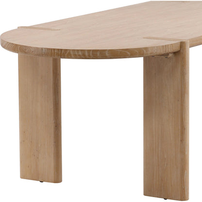 Wilfrid Dining Table by Arch & Plane in light natural. Made from elm wood in a transitional style.