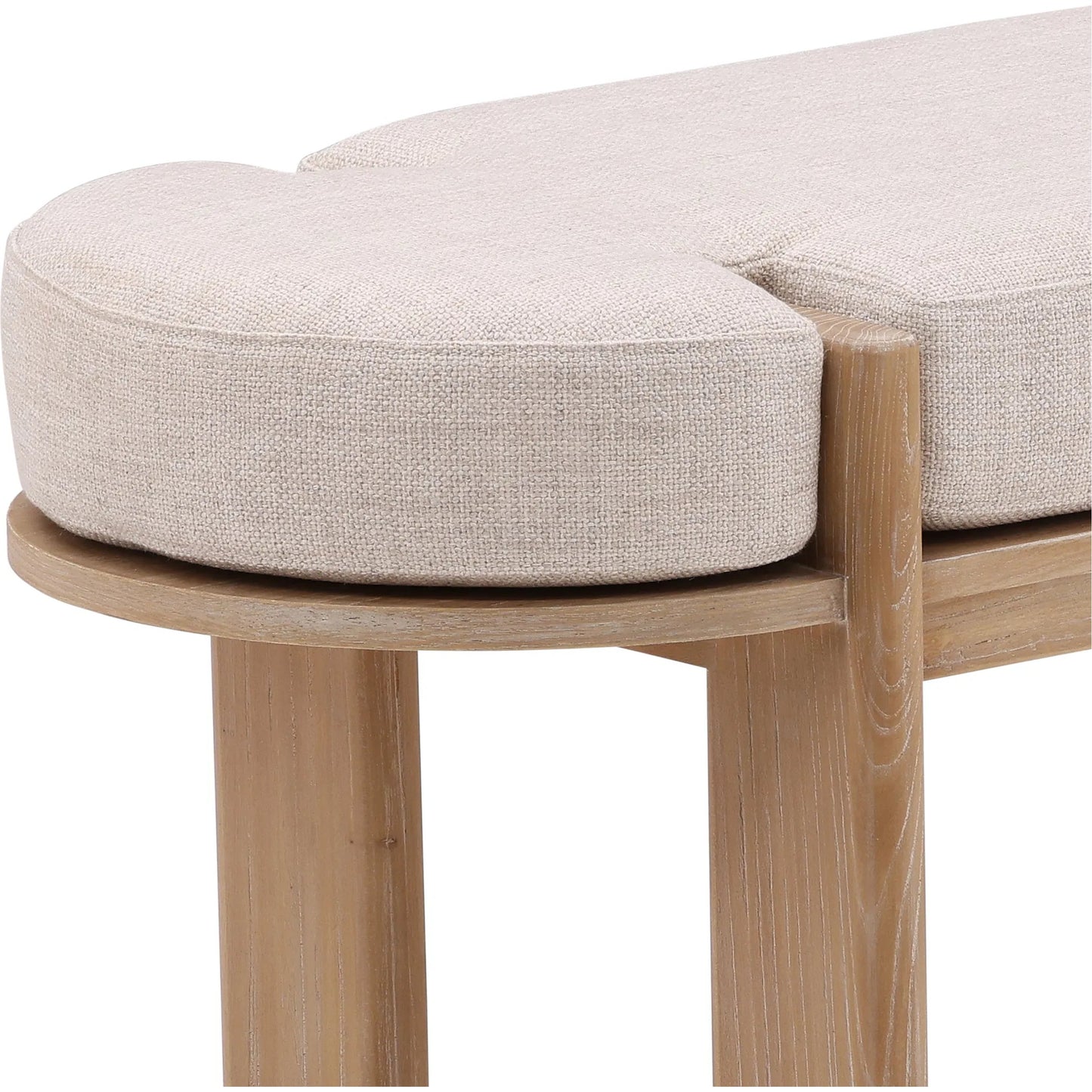 005 SI-2350505 | Closeup | Clay Bench by Arch & Plane in beige, natural. Made from polyester upholstery, elm wood in a transitional style.