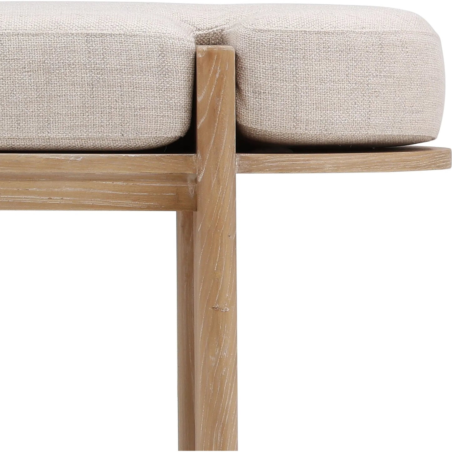 006 SI-2350505 | Closeup | Clay Bench by Arch & Plane in beige, natural. Made from polyester upholstery, elm wood in a transitional style.