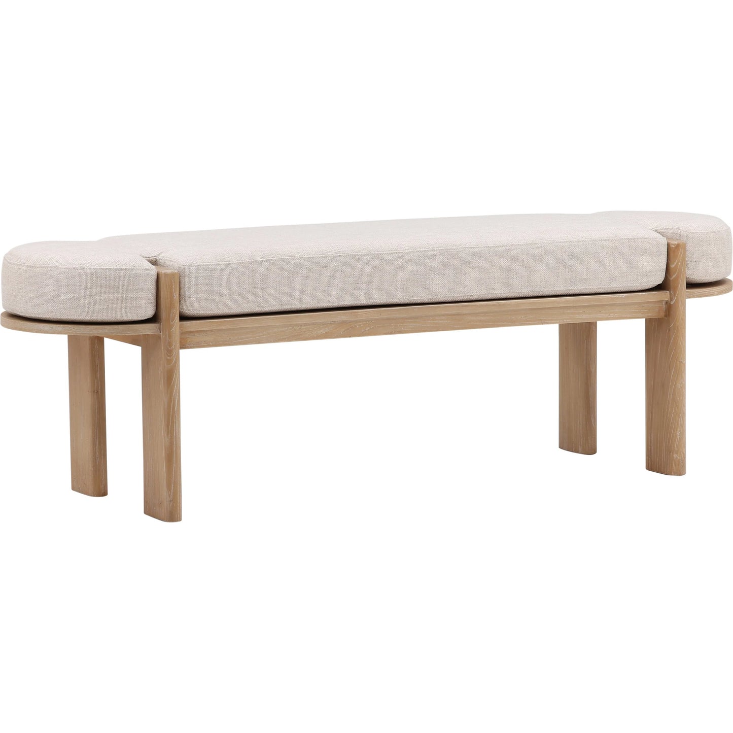 004 SI-2350505 | Primary Silo | Clay Bench by Arch & Plane in beige, natural. Made from polyester upholstery, elm wood in a transitional style.