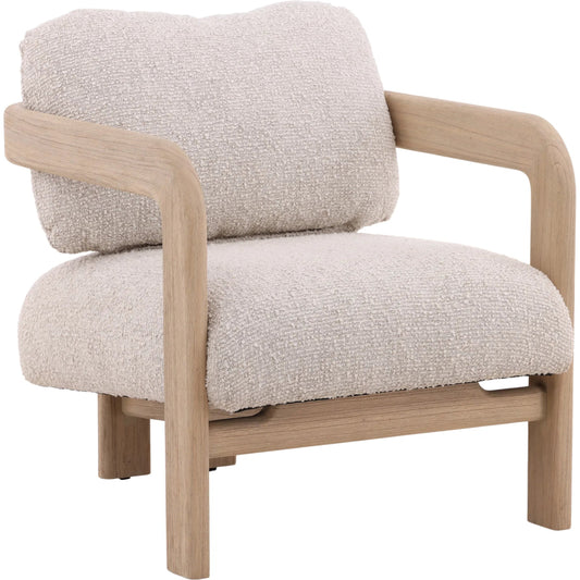 Chavez Occasional Chair by Arch & Plane in cream, light natural. Made from basketweave fabric, mindi wood in a unique style.