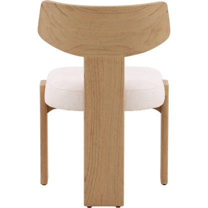 Chesley Dining Chair (Set of 2) by Arch & Plane in cream, natural. Made from boucle fabric, mindi wood in a transitional style.