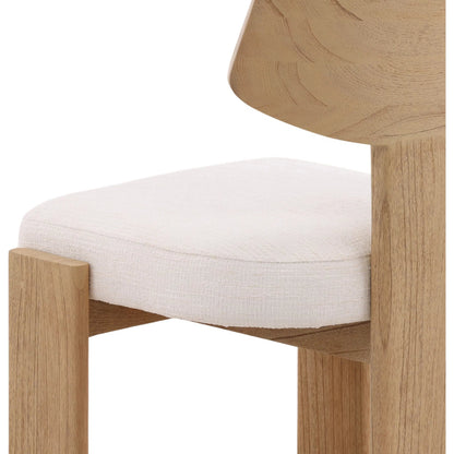 Chesley Dining Chair (Set of 2) by Arch & Plane in cream, natural. Made from boucle fabric, mindi wood in a transitional style.