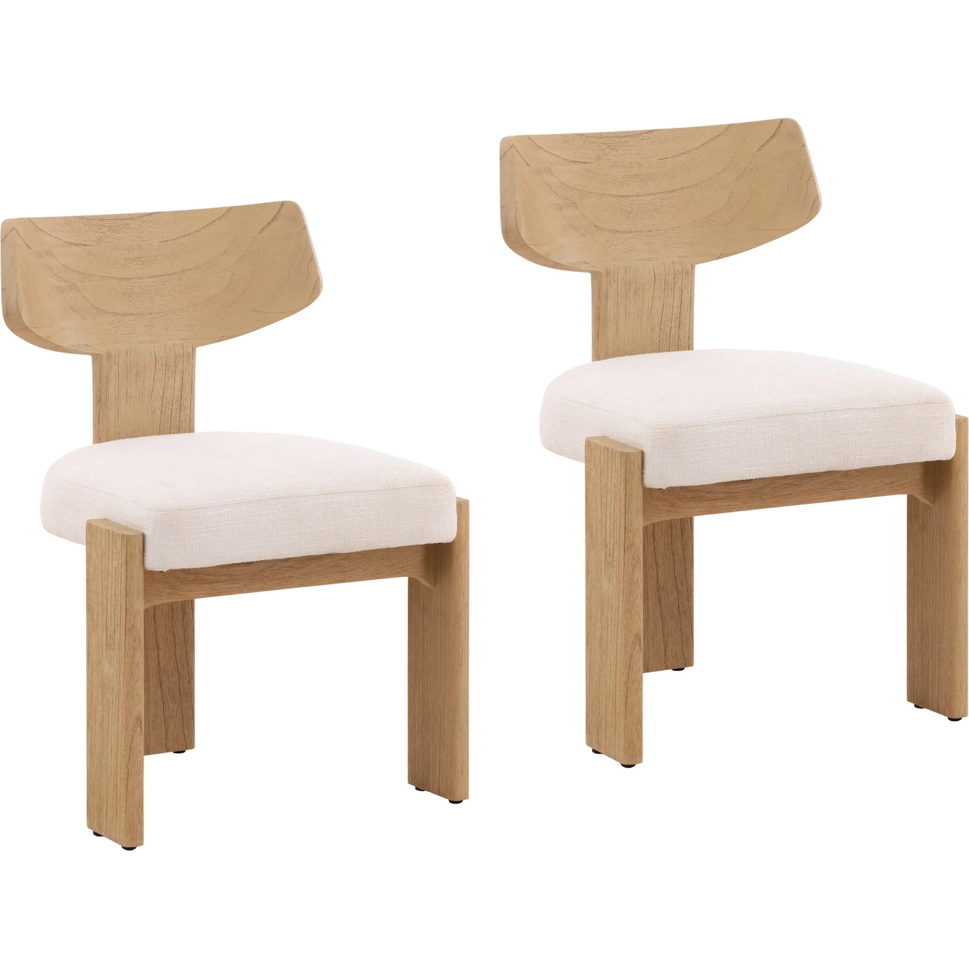 Chesley Dining Chair (Set of 2) by Arch & Plane in cream, natural. Made from boucle fabric, mindi wood in a transitional style.