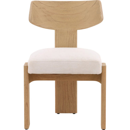 Chesley Dining Chair (Set of 2) by Arch & Plane in cream, natural. Made from boucle fabric, mindi wood in a transitional style.