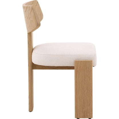 Chesley Dining Chair (Set of 2) by Arch & Plane in cream, natural. Made from boucle fabric, mindi wood in a transitional style.